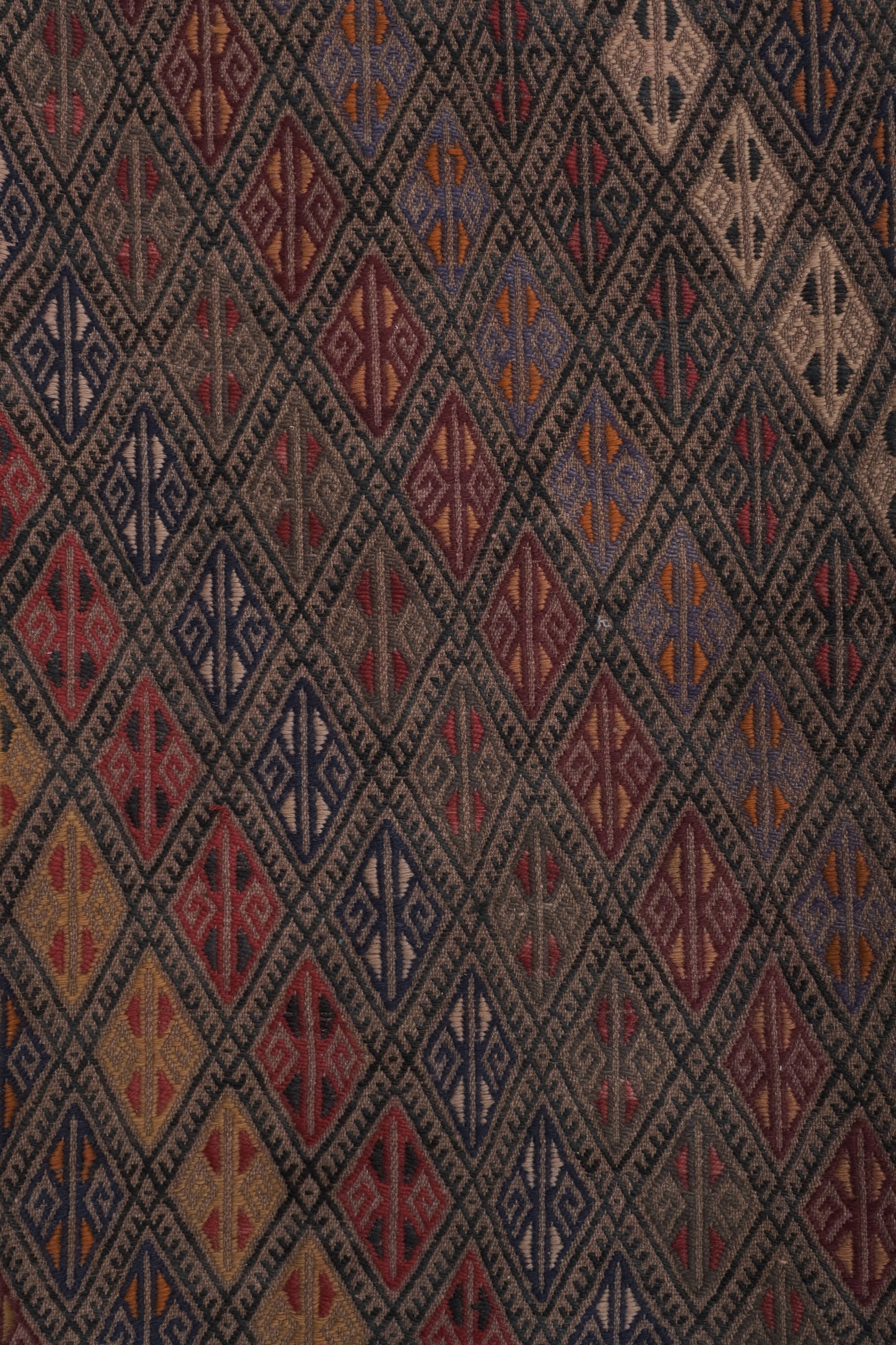 Vintage Turkish rug from Oushak, hand-woven 67x427 cm