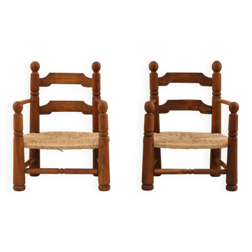 Rustic armchairs by Charles Dudouyt, 1940s
