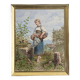 Watercolor Painting "Young Woman with Basket" Gustave Roux (1828-1885)