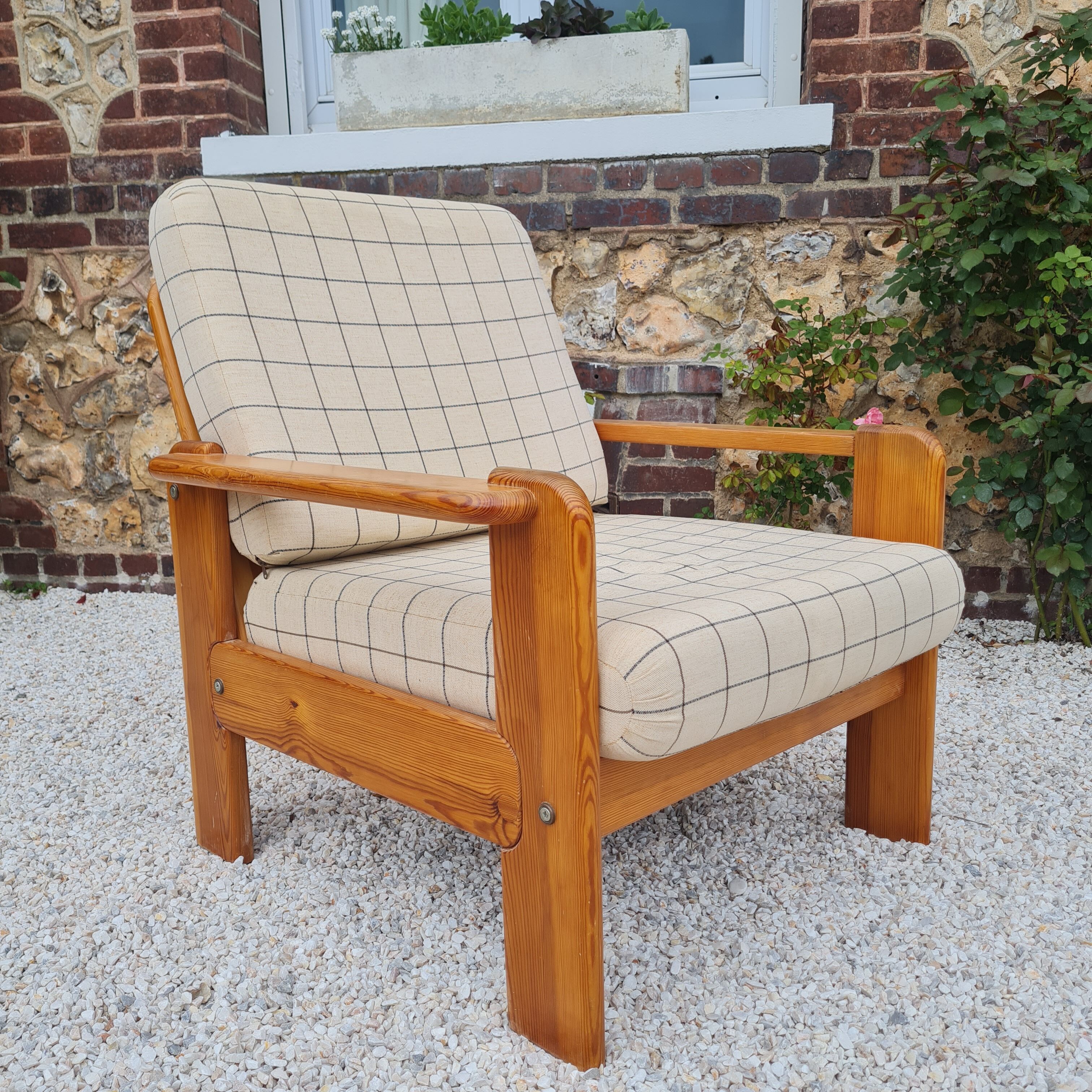 Fauteuil suédois en pin 1970