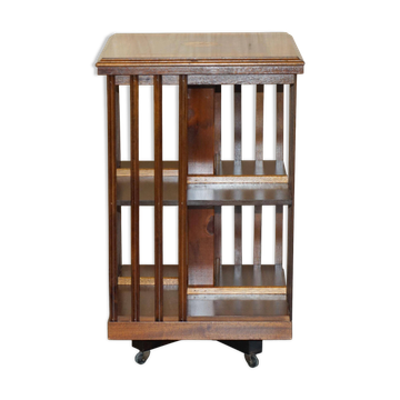 Sheraton Revival rotating library table in walnut and satin wood.
