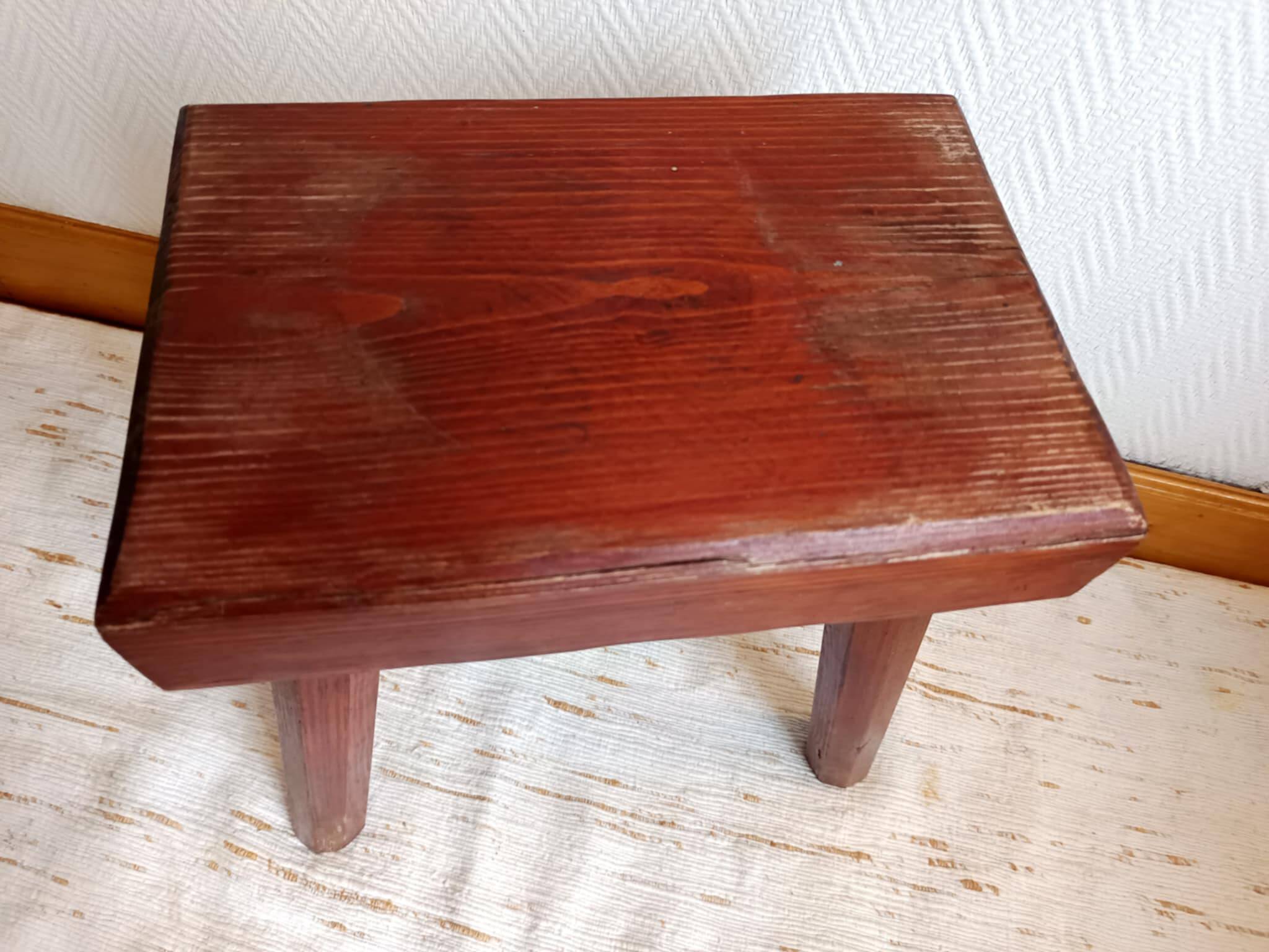 Vintage wooden brutalist farm stool