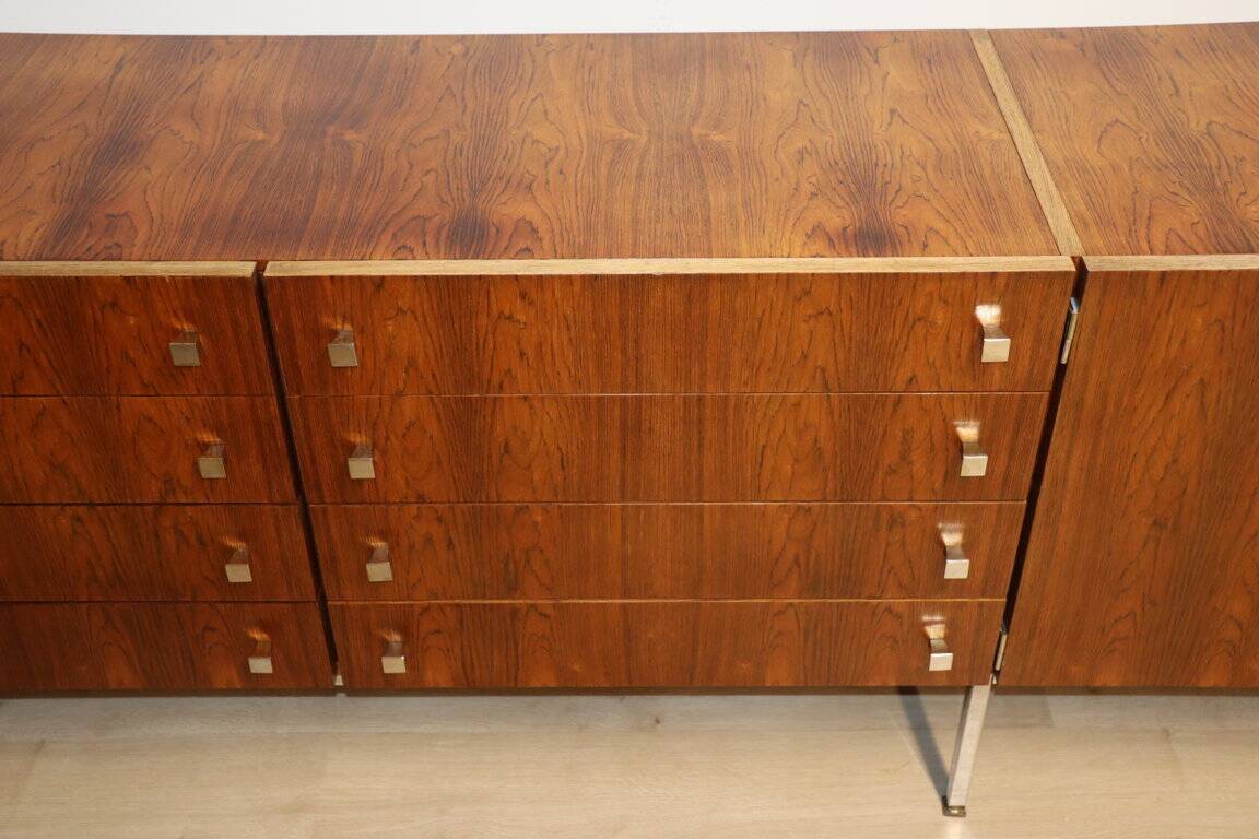 Vintage sideboard by Luigi Bartolini in rosewood and chrome metal, 1960