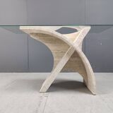 Sculptural vintage travertine console table, 1970s