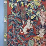 Medieval-style wall tapestry, courtly scene, 20th century