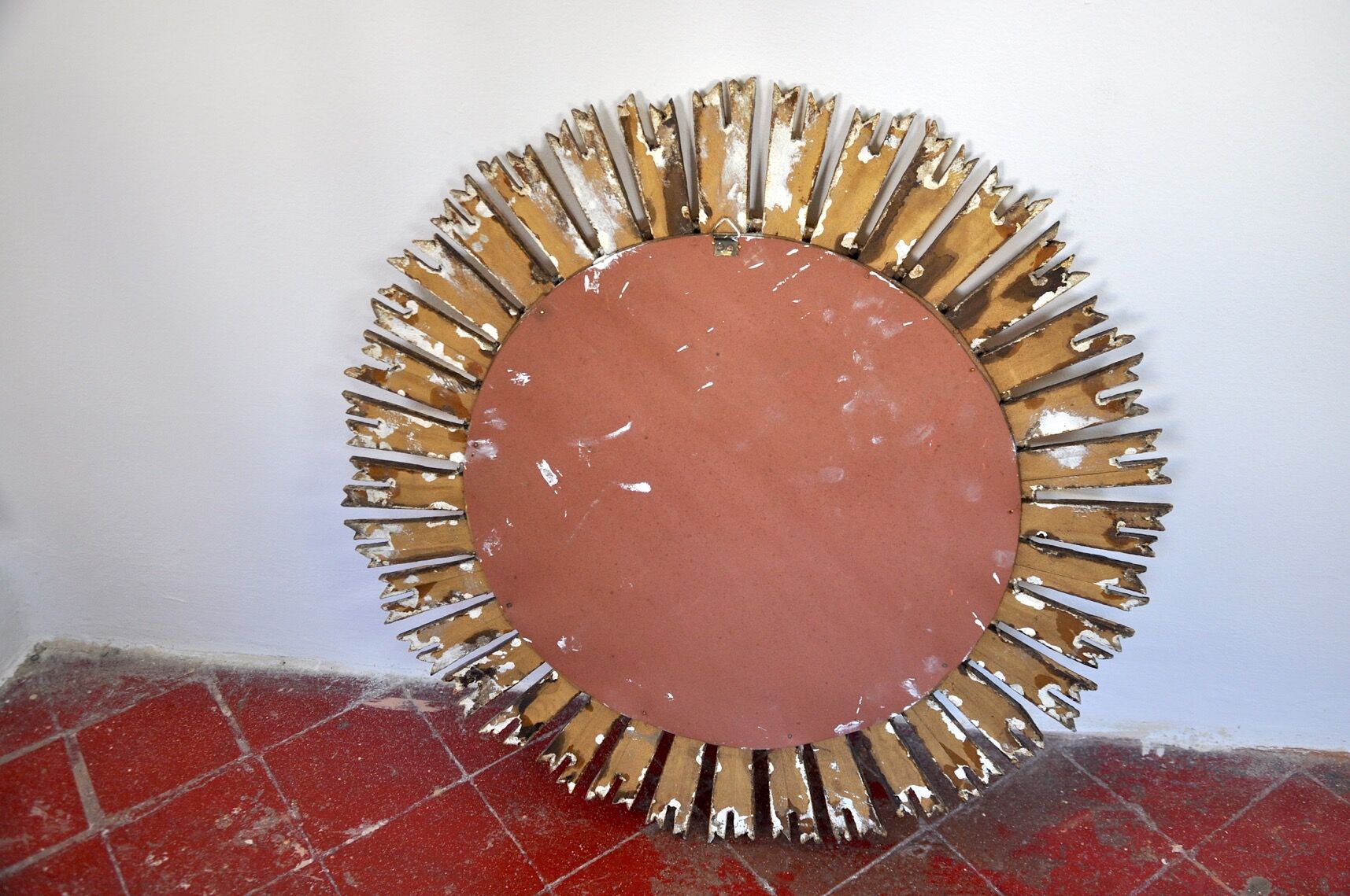 Miroir soleil en bois dorée, mid century, 63cm