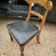 Set of 6 English chairs in mahogany and black leather