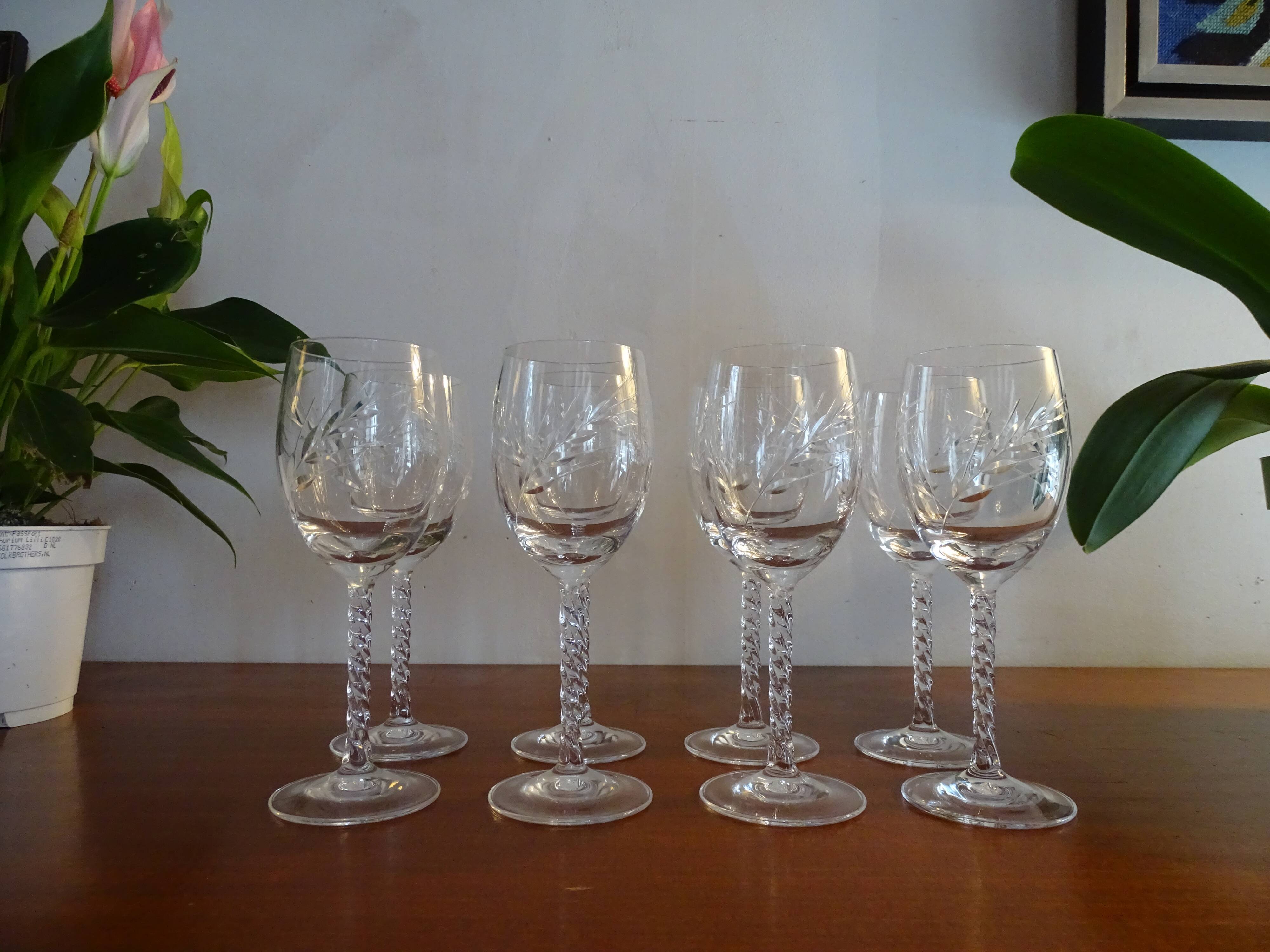 8 glasses red wine crystal of Arques, model fleury epi, 17,6 cm