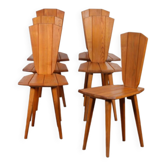 Suite of 6 chairs by Franciszek Aplewicz for LAD, 1960