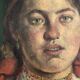 Oil on vintage panel, "Young Muscovite", signed Tarasov, early 20th century