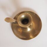 Brass candle holder with cup and handle
