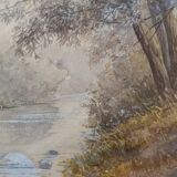 WATERCOLOR 1907 by Albert GYSEL River LA BOURRE towards MOTTE AU BOIS North