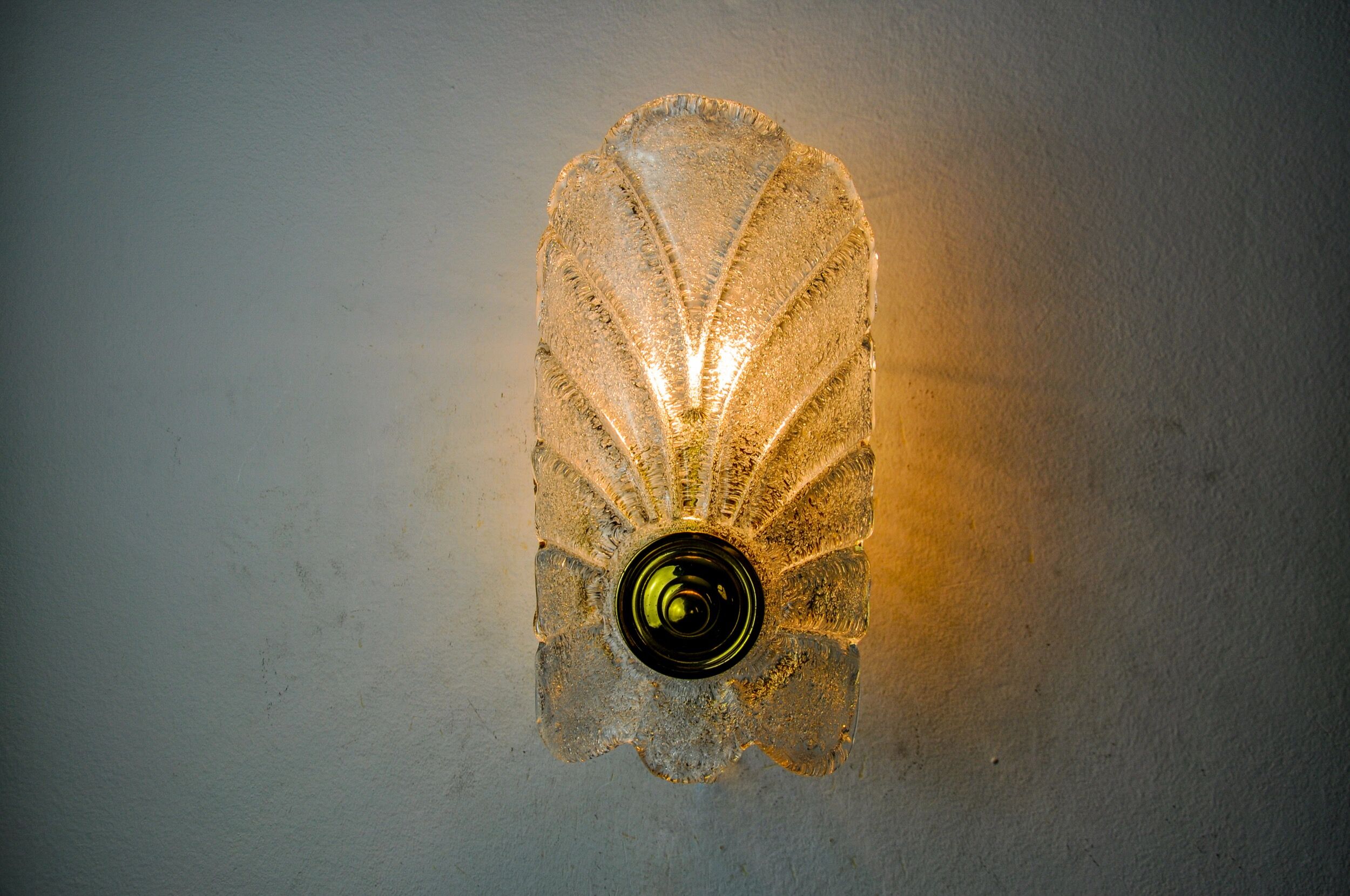 Frosted leaf wall lamp, murano glass, italy, 1970
