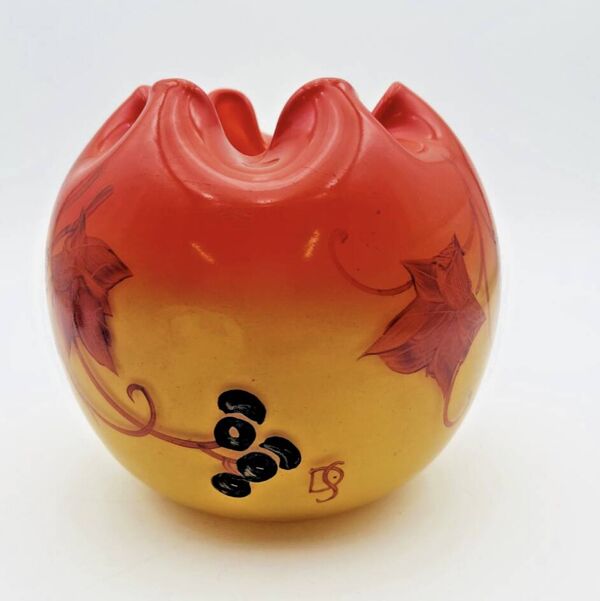 Vase en pâte de verre orange années 30 signé DS