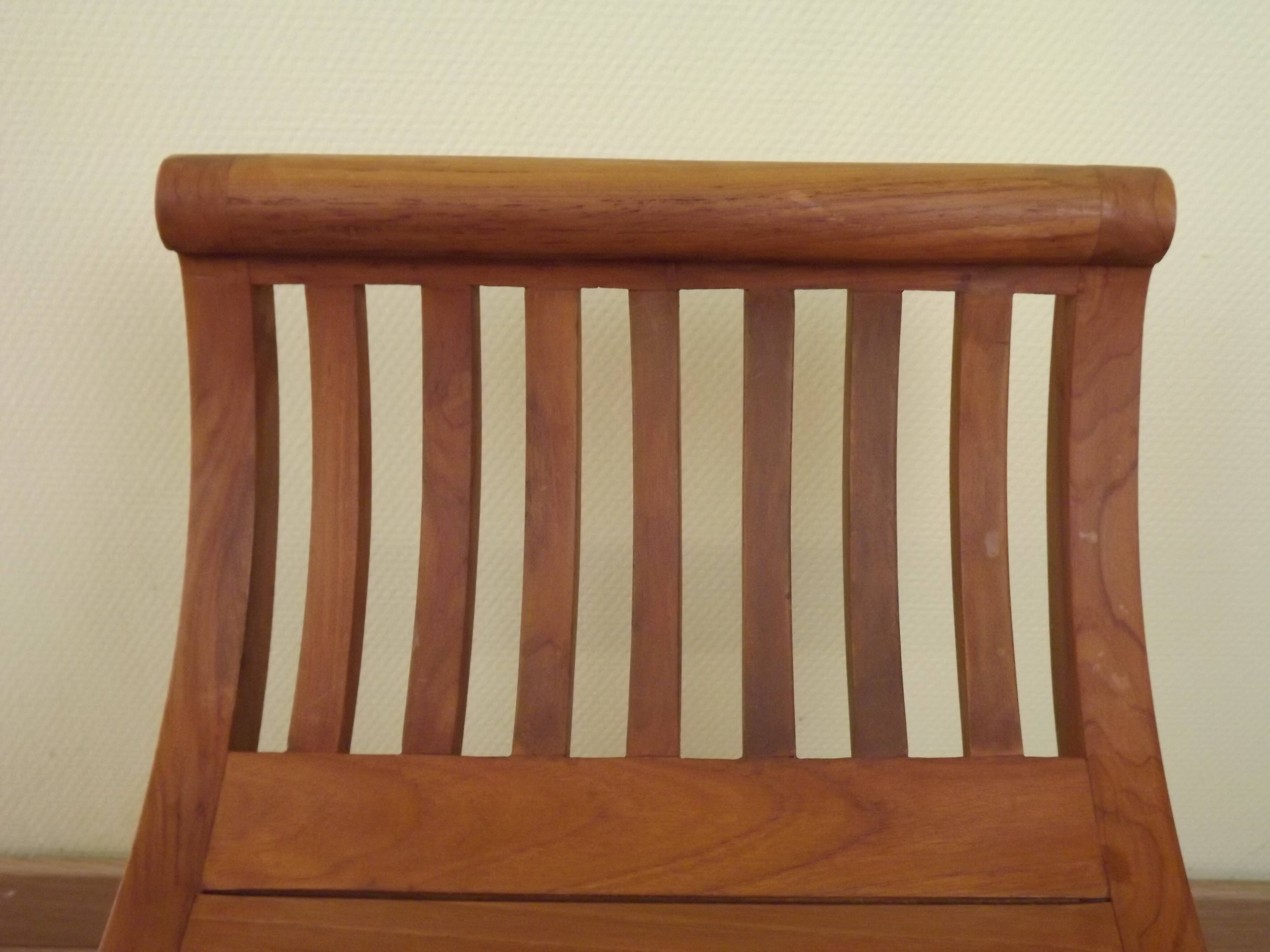 Solid Wood Curule Stool Vintage French Curved Slatted Seat Mid Century