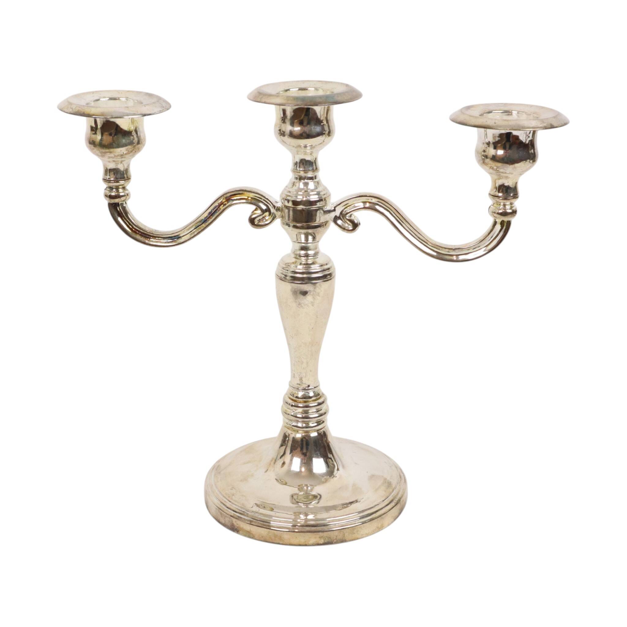 Vintage Candlestick Silver-Plated Metal Adjustable 20cm