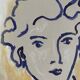 Painting signed Chinese ink and pastel female portrait “study”