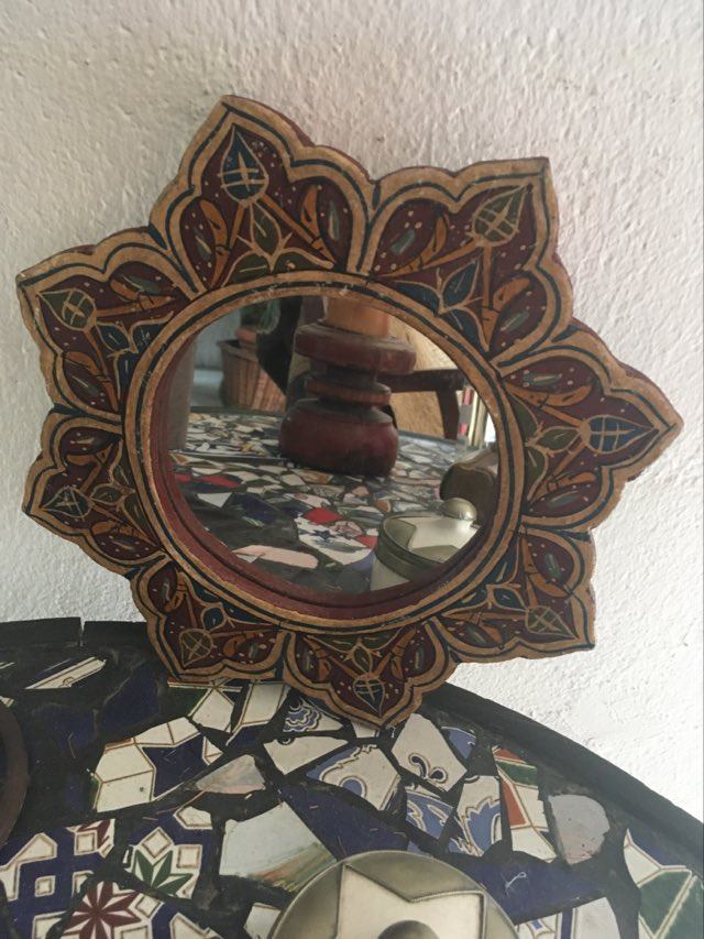 Mirror painted wooden flower 24cm