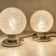 Paire de lampes de table vintage, verre structuré soufflé et chrome, annees 70