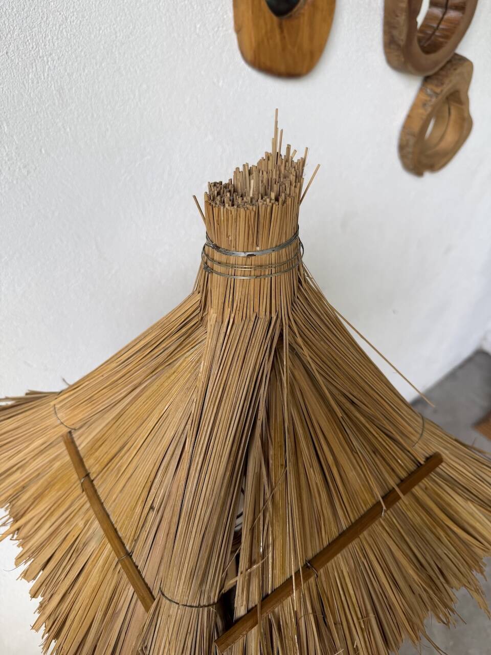 Bamboo and straw floor lamp 1980