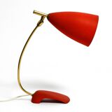 Rare Cosack Mid Century table lamp with red fine wrinkle finish and brass n