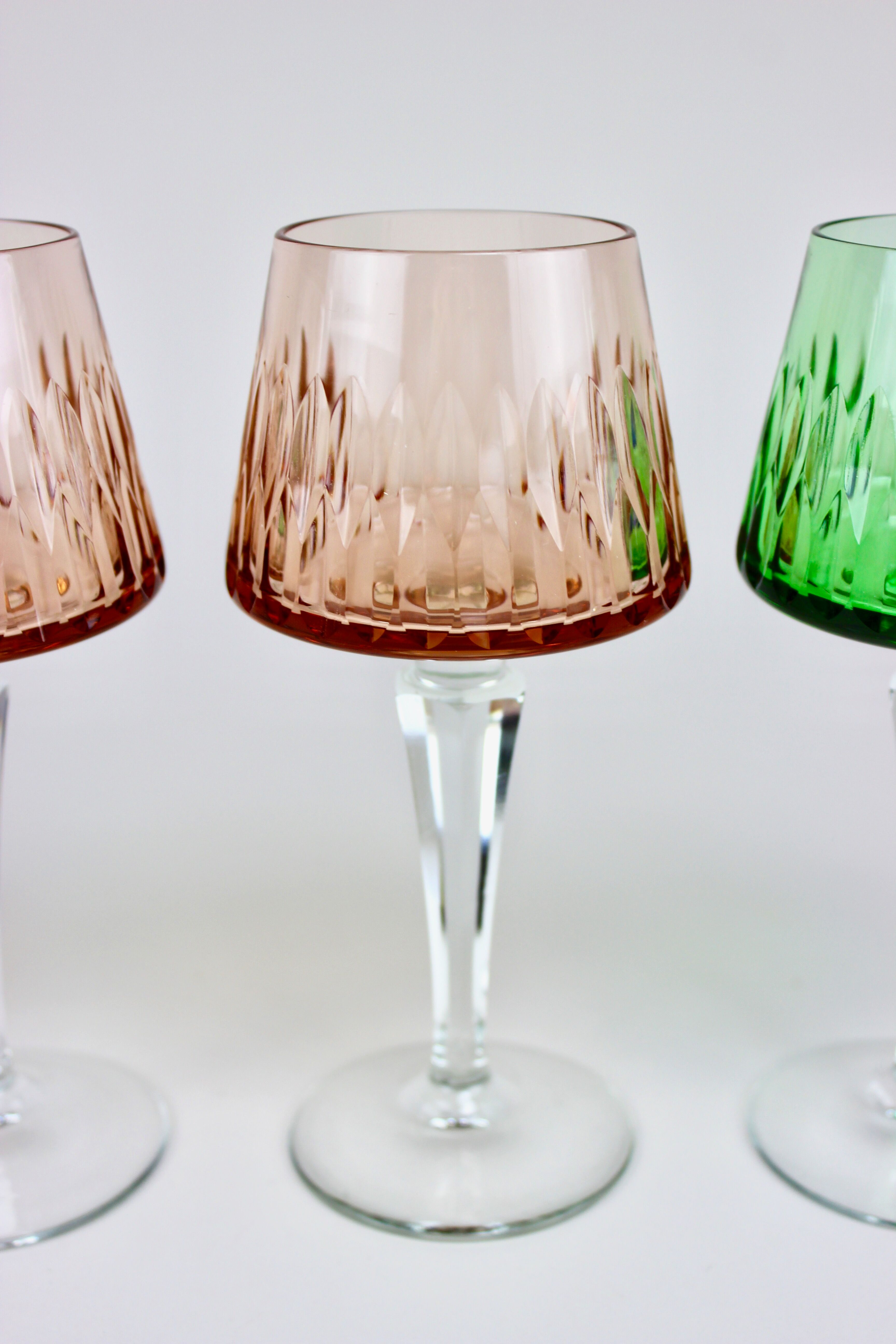 Set of 6 Bohemian crystal wine glasses