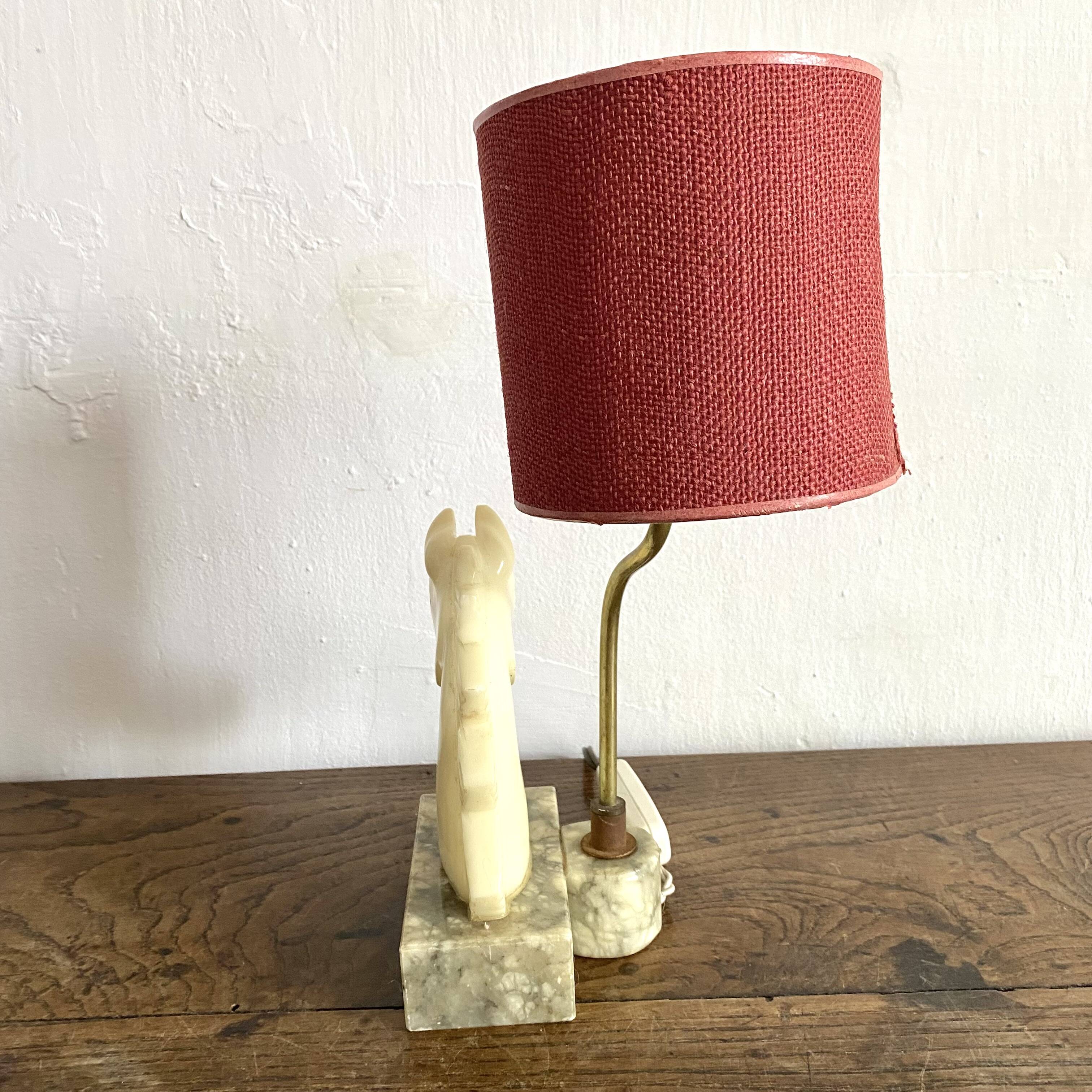 Alabaster horse head lamp, Italy