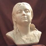 Bust of young woman in marble signed and dated late XlXeme 1887 year dimension: H-34cm- L-28cm-