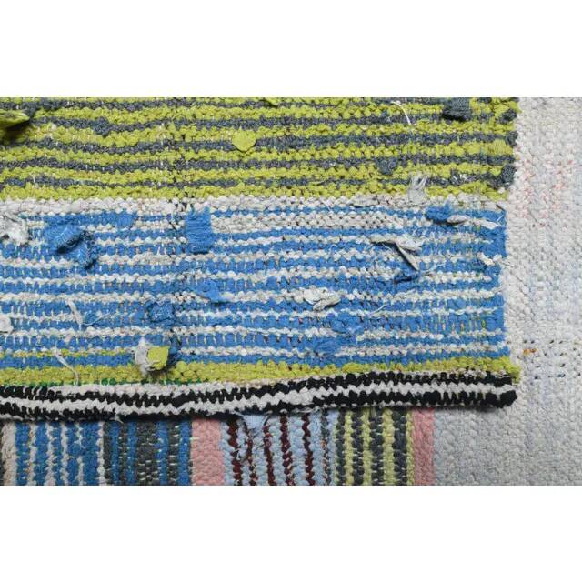 Vintage Turkish Hand-Knotted Wool Cotton Beige Kilim Area Rug 109x137