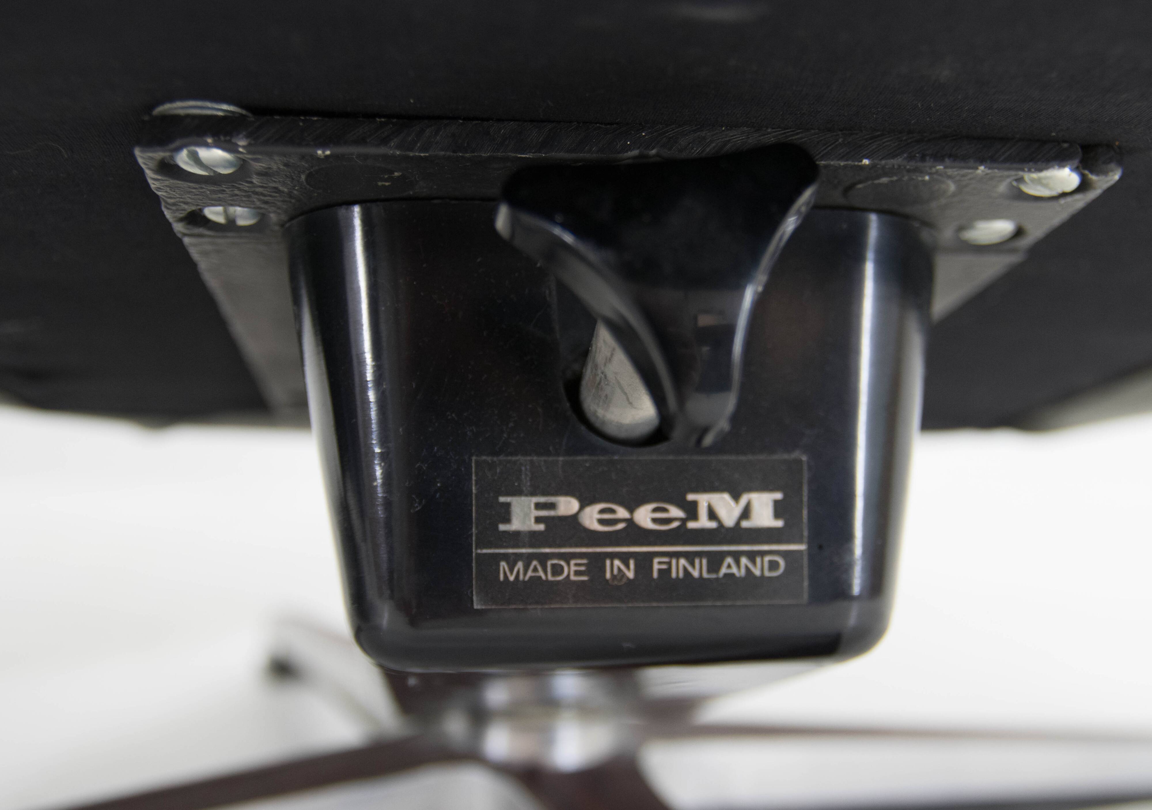 Midcentury Swivel Rocking Leather Armchair, Peem, Finland, 1970s