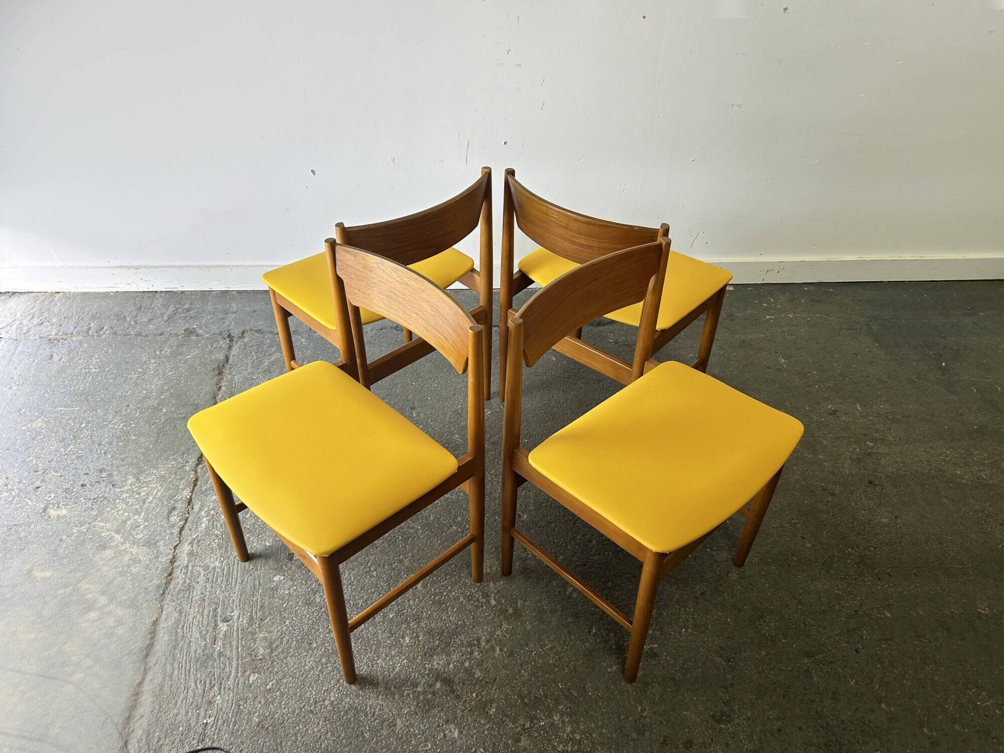 Set of 4 Edmund Homa GFM Polish Mid Century Teak Dining Chairs 1960s