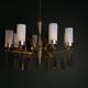 Large mid-century Italian sculptural chandelier in brass and glass, Italy, 1950s