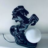 Ceramic and opaline horse lamp
