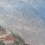 Painting HST Marine "Mediterranean seaside" signed H. Léotard panoramic