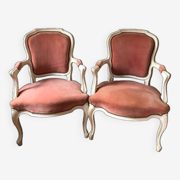 Pair of Louis XV convertible armchairs