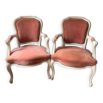 Pair of Louis XV convertible armchairs