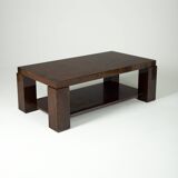 Lacquered elm magnifying glass coffee table, 1970s