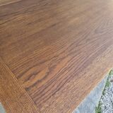 Antique rustic farmhouse table in solid oak with one drawer - 1m15