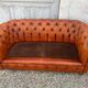 Salon canape and 2 chesterfield armchairs in vintage cognac leather from the 1970s
