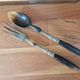 Salad serving set in horn and silver-plated metal in the Louis XVI style.
