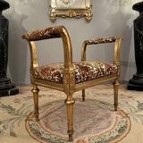 Banquette de piano en bois doré de style louis xvi epoque napoleon iii