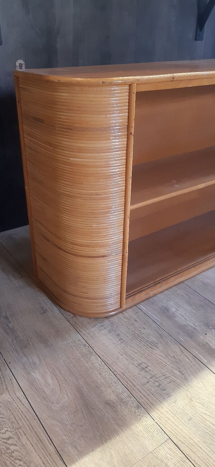 Vitrine étagère murale bois bambou