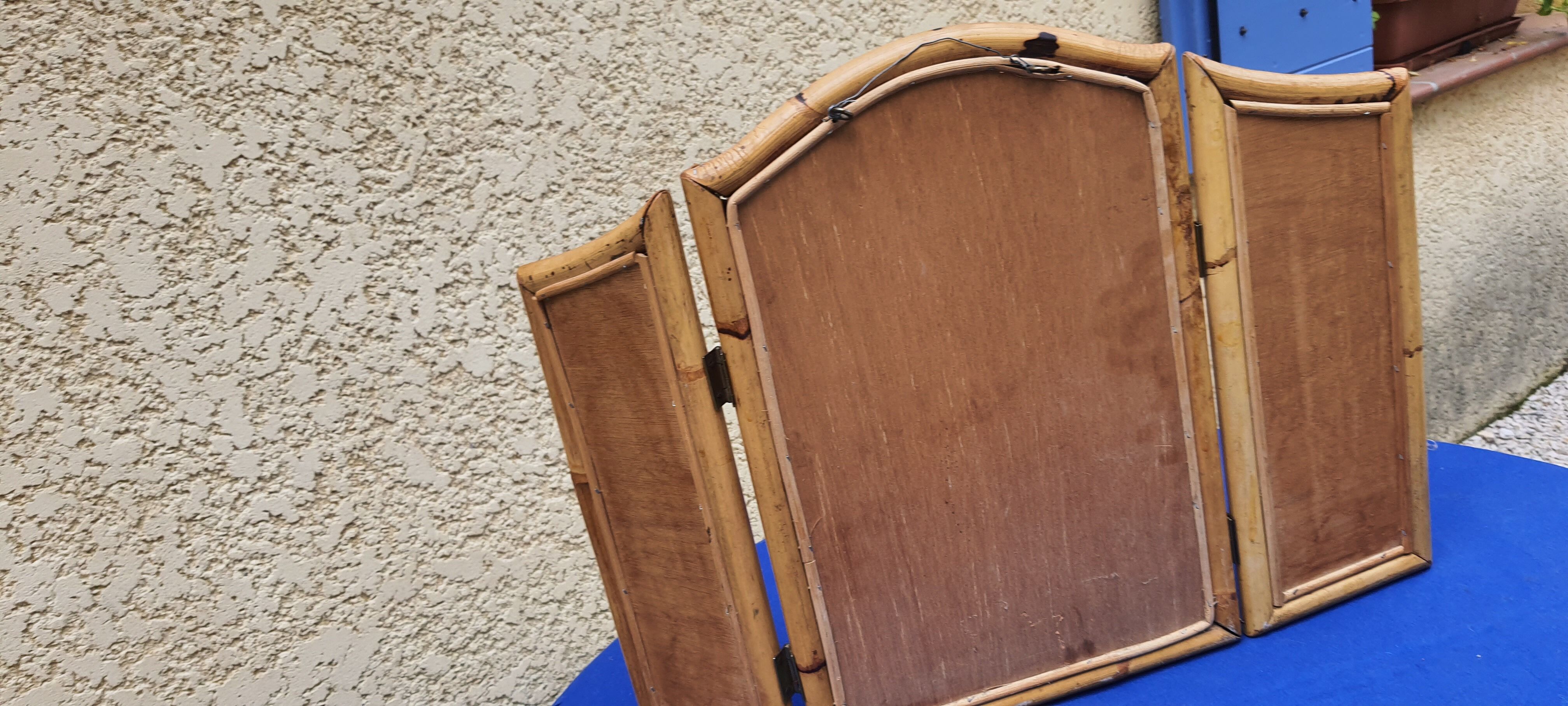 Bamboo triptych mirror