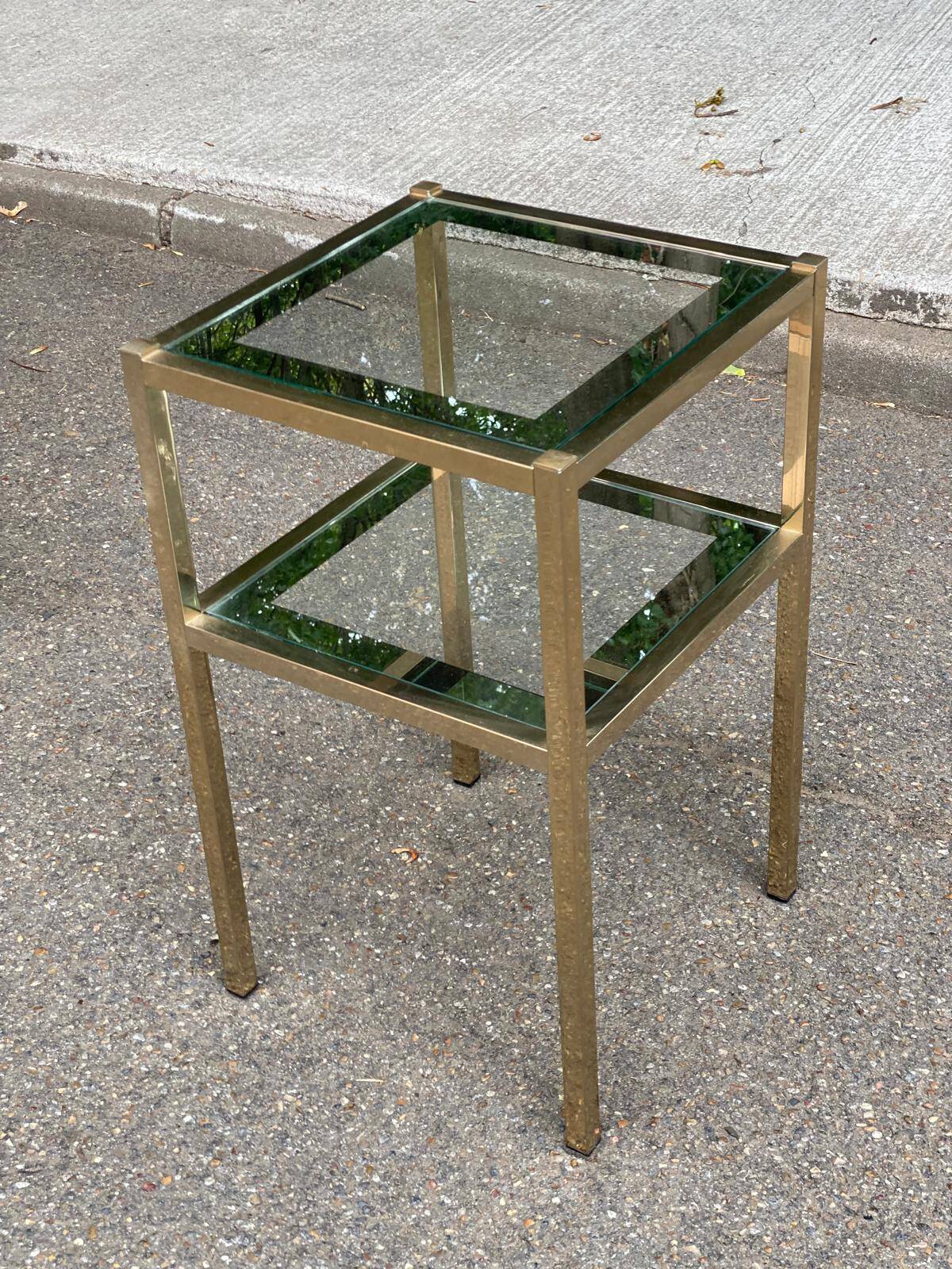 2 bedside tables, end tables in brass and transparent glass Maison Ja