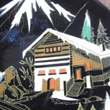 Plate of earthenware, Longwy enamels, mountain décor and cottage, 60s/70s Vintage
