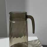 Vintage striated smoked glass carafe