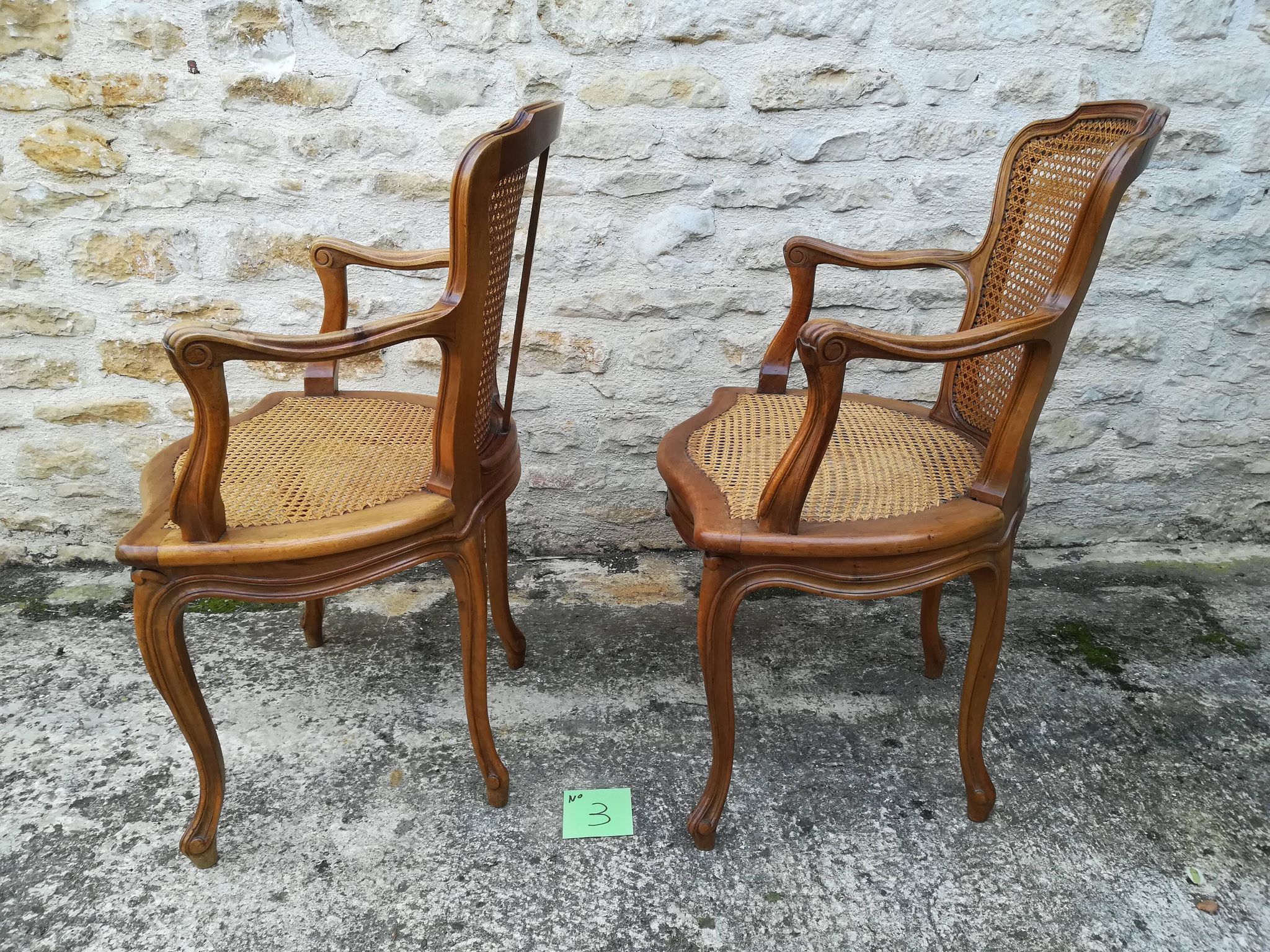 Caned armchairs in Louis XV style
