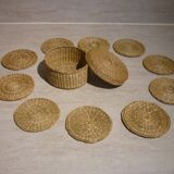 10 coasters in their wicker box