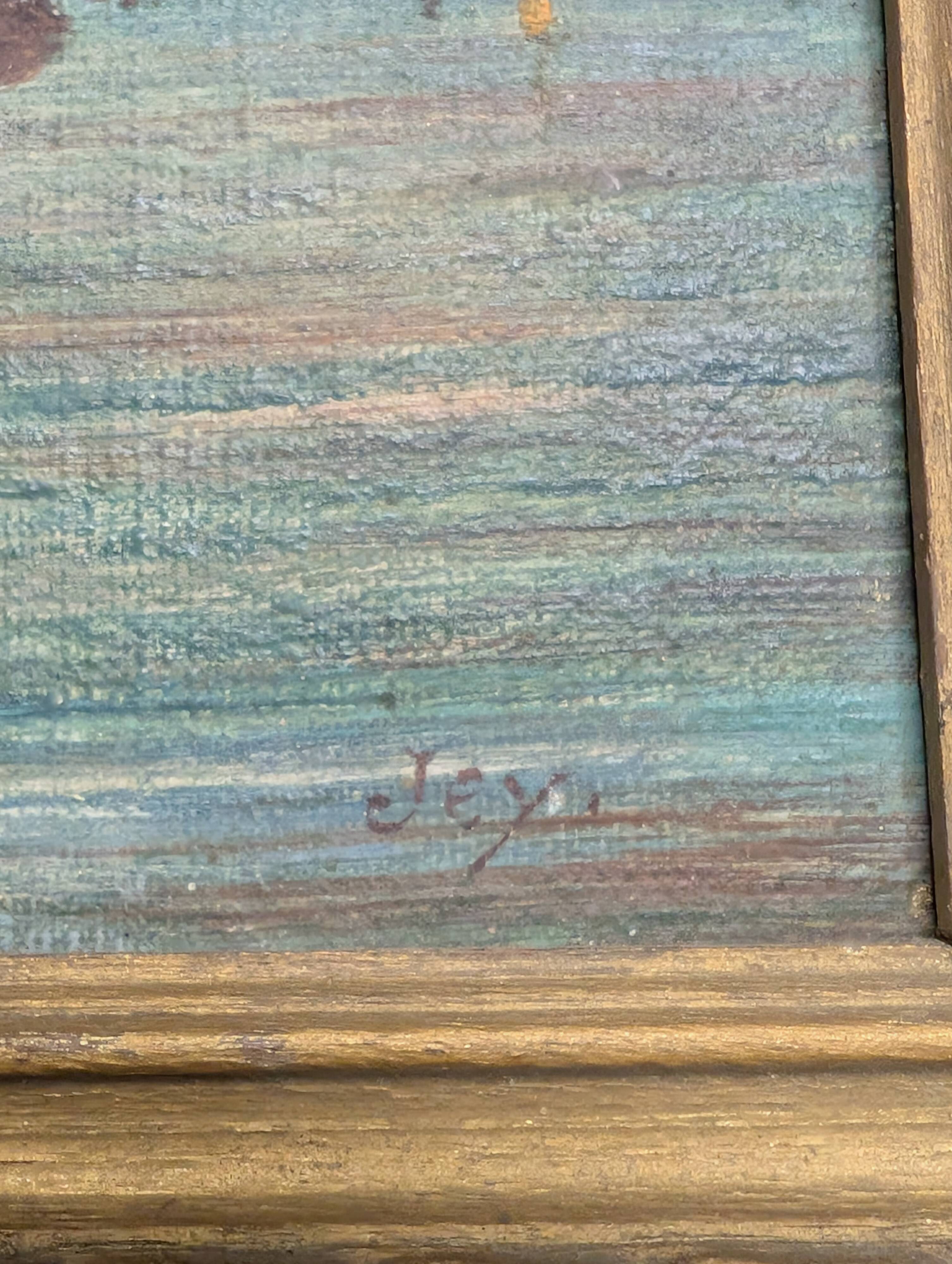 Old oil painting on canvas from the 19th/20th century.