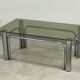 Table basse inox et verre fumé design 1970/80